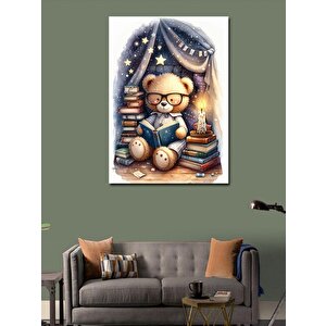 Kanvas Tablo Kitap Okuyan Oyuncak Ayı 70x100 cm
