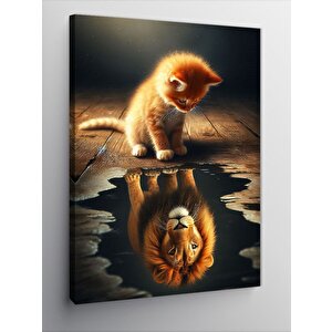 Kanvas Tablo Gölde Ay Ve Aslan 70x100 cm