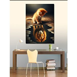 Kanvas Tablo Gölde Ay Ve Aslan 70x100 cm