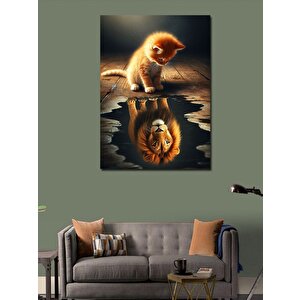 Kanvas Tablo Gölde Ay Ve Aslan 70x100 cm