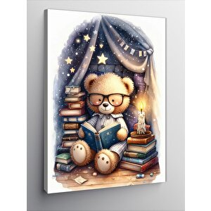 Kanvas Tablo Kitap Okuyan Oyuncak Ayı 50x70 cm