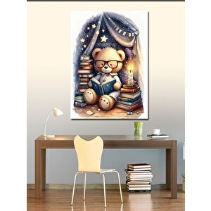 Kanvas Tablo Kitap Okuyan Oyuncak Ayı 50x70 cm