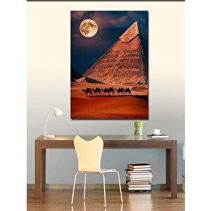 Kanvas Tablo Piramit Develer Ve Ay Işığı 50x70 cm