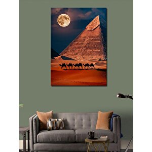 Kanvas Tablo Piramit Develer Ve Ay Işığı 50x70 cm