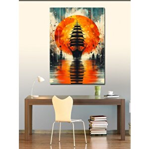 Kanvas Tablo Gün Batımında Gemi 70x100 cm