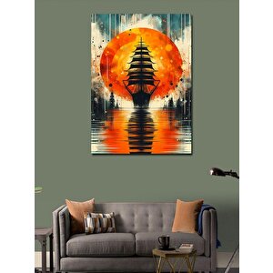 Kanvas Tablo Gün Batımında Gemi 70x100 cm