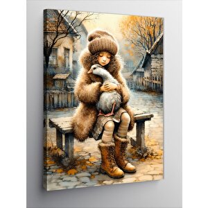 Kanvas Tablo Oyuncak Ayı İle Çocuk 100x140 cm