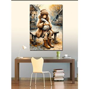 Kanvas Tablo Oyuncak Ayı İle Çocuk 100x140 cm