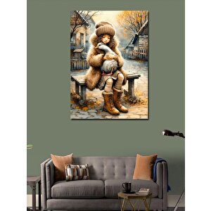 Kanvas Tablo Oyuncak Ayı İle Çocuk 100x140 cm