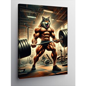 Kanvas Tablo Ağırlık Kaldıran Kurt 100x140 cm