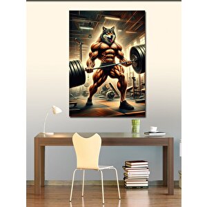 Kanvas Tablo Ağırlık Kaldıran Kurt 100x140 cm