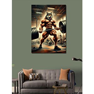 Kanvas Tablo Ağırlık Kaldıran Kurt 100x140 cm