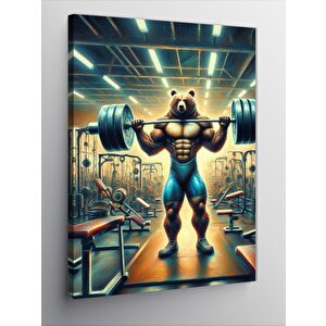 Kanvas Tablo Halterci Kaslı Ayı 100x140 cm