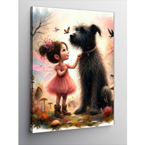 Kanvas Tablo Peri Kız Ve Köpeği 100x140 cm