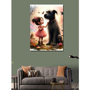 Kanvas Tablo Peri Kız Ve Köpeği 100x140 cm