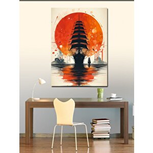 Kanvas Tablo Kırmızı Ay Ve Gemi 100x140 cm