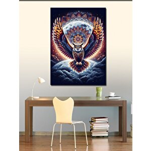 Kanvas Tablo Baykuş Ve Desenli Gezegenler 70x100 cm