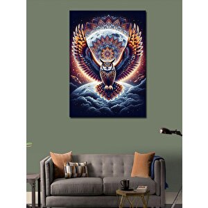 Kanvas Tablo Baykuş Ve Desenli Gezegenler 70x100 cm