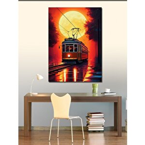 Kanvas Tablo Gün Batımında Tramvay 70x100 cm