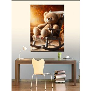 Kanvas Tablo Sandalyedeki Peluş Ayı 100x140 cm