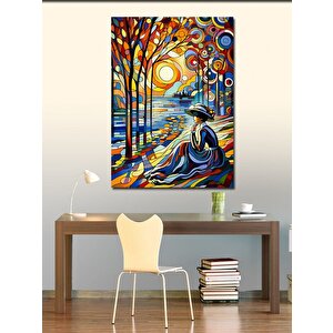 Kanvas Tablo Vitray Ay Orman Ve Kadın 70x100 cm