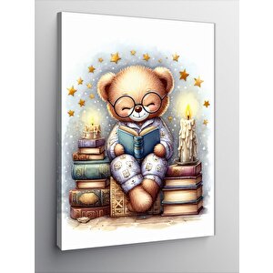 Kanvas Tablo Kitap Okuyan Oyuncak Ayı 70x100 cm