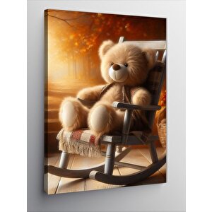 Kanvas Tablo Sandalyedeki Peluş Ayı 50x70 cm