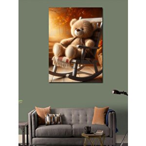 Kanvas Tablo Sandalyedeki Peluş Ayı 50x70 cm