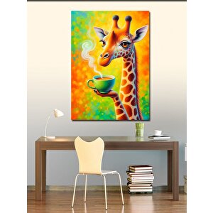 Kanvas Tablo Kahve İçen Zürafa 100x140 cm