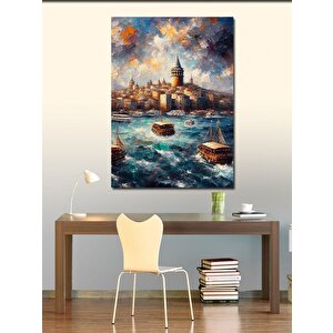 Kanvas Tablo Deniz Manzarası Galata Kulesi 70x100 cm