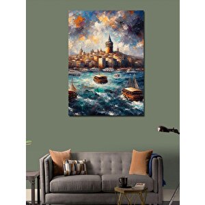 Kanvas Tablo Deniz Manzarası Galata Kulesi 70x100 cm