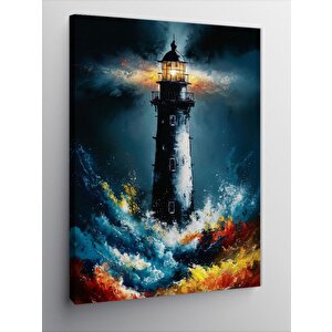 Kanvas Tablo Fırtına Deniz Feneri 100x140 cm