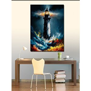 Kanvas Tablo Fırtına Deniz Feneri 100x140 cm