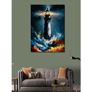 Kanvas Tablo Fırtına Deniz Feneri 100x140 cm