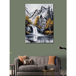 Kanvas Tablo Göl Kenarındaki Ev 50x70 cm