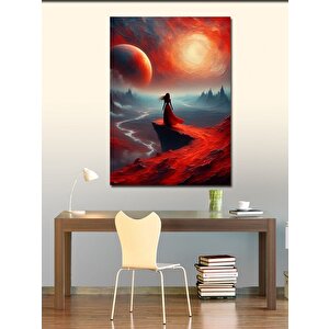 Kanvas Tablo Uçurumdaki Kadın Ve Gün Batımı 70x100 cm