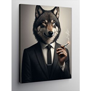 Kanvas Tablo Takım Elbiseli Kurt 70x100 cm