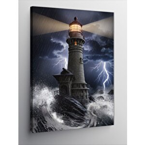 Kanvas Tablo Fırtınada Deniz Feneri 70x100 cm