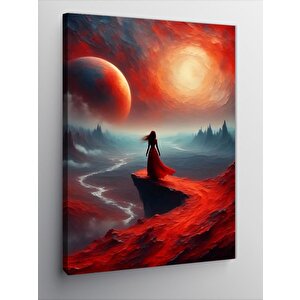 Kanvas Tablo Uçurumdaki Kadın Ve Gün Batımı 50x70 cm