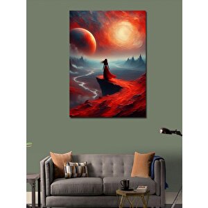 Kanvas Tablo Uçurumdaki Kadın Ve Gün Batımı 50x70 cm