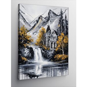 Kanvas Tablo Göl Kenarındaki Ev 100x140 cm