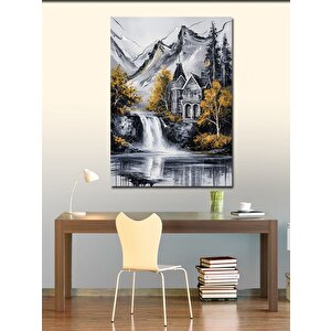 Kanvas Tablo Göl Kenarındaki Ev 100x140 cm