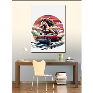Kanvas Tablo At Ve Araba 70x100 cm