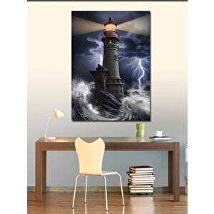 Kanvas Tablo Fırtınada Deniz Feneri 100x140 cm
