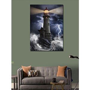 Kanvas Tablo Fırtınada Deniz Feneri 100x140 cm