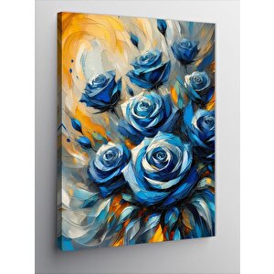 Kanvas Tablo Mavi Güller Çiçeği 100x140 cm