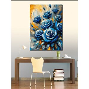 Kanvas Tablo Mavi Güller Çiçeği 100x140 cm