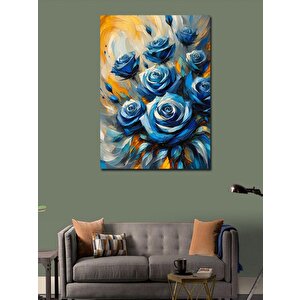 Kanvas Tablo Mavi Güller Çiçeği 100x140 cm