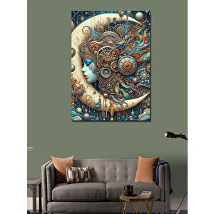 Kanvas Tablo Soyut Kadın Ay Ve Desenler 100x140 cm