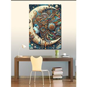 Kanvas Tablo Soyut Kadın Ay Ve Desenler 50x70 cm